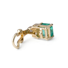 Charger l'image dans la galerie, Boucle d'oreille or jaune, émeraude et diamants princesses
