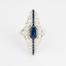 Charger l'image dans la galerie, Bague marquise en diamant et saphir