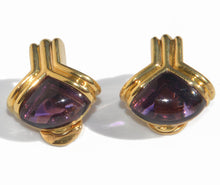 Charger l'image dans la galerie, Boucles d'oreilles or jaune de la maison Bvlgari en améthyste