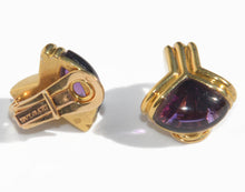Charger l'image dans la galerie, Boucles d'oreilles or jaune de la maison Bvlgari en améthyste
