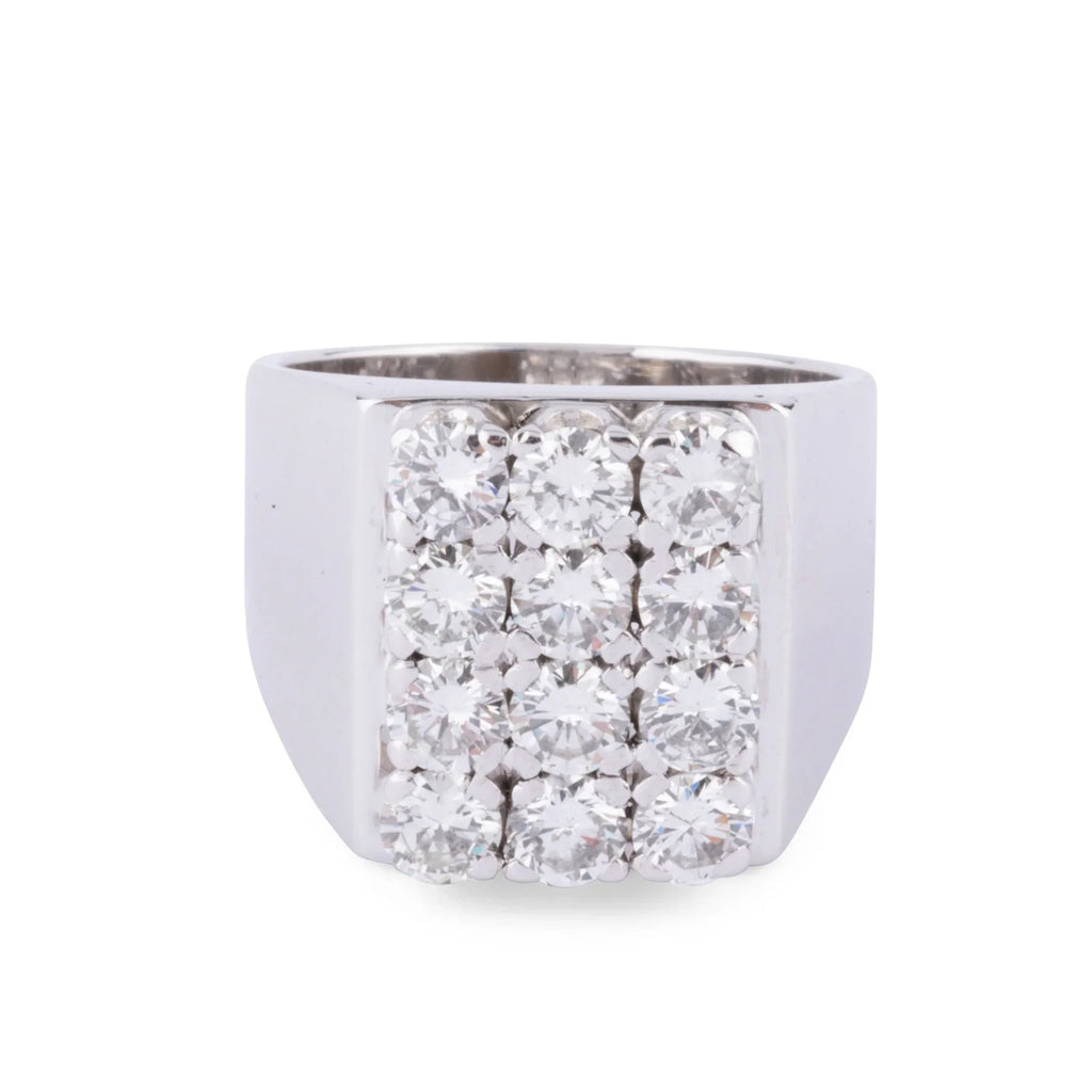Bague chevalière en or gris et diamant