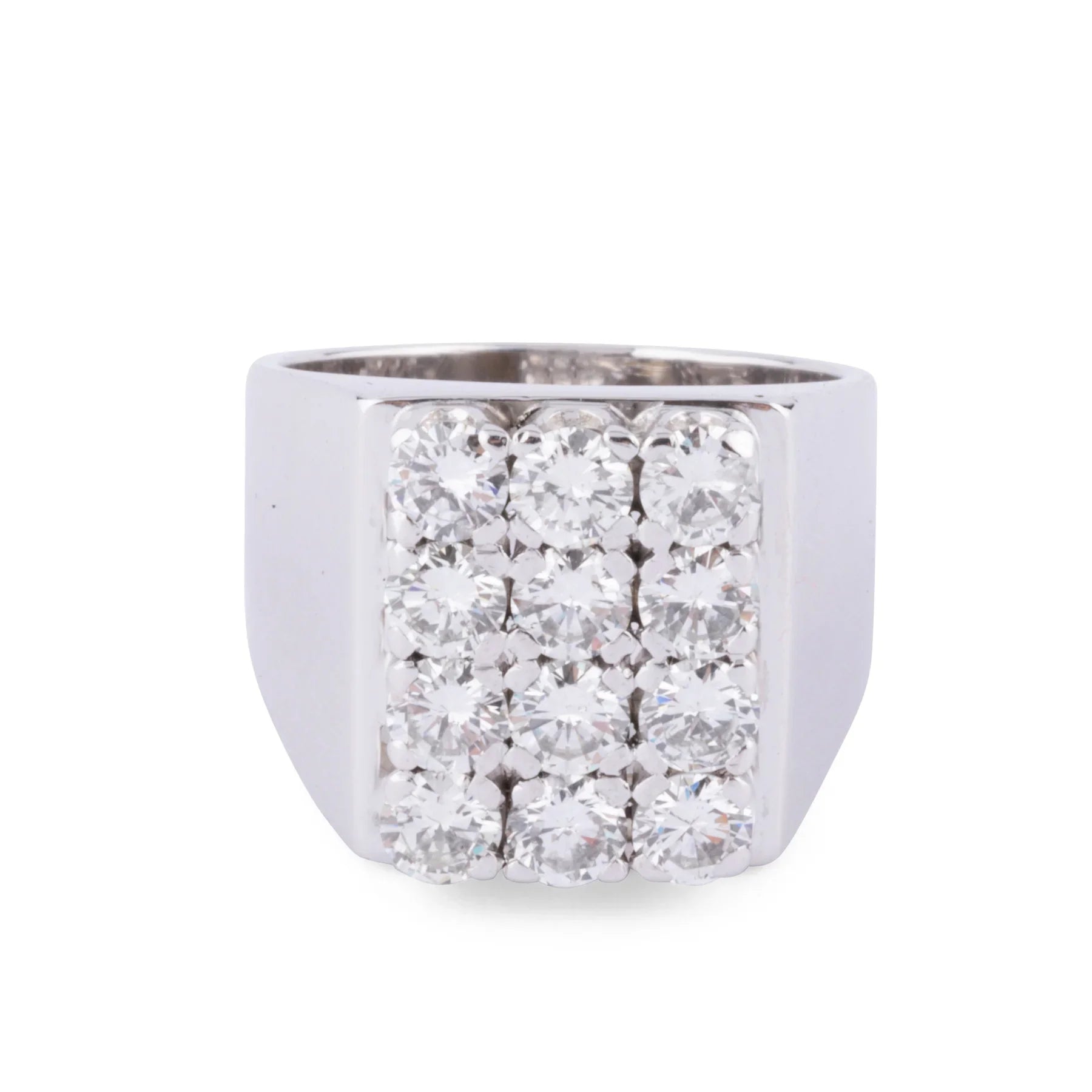 Bague chevalière en or gris et diamant