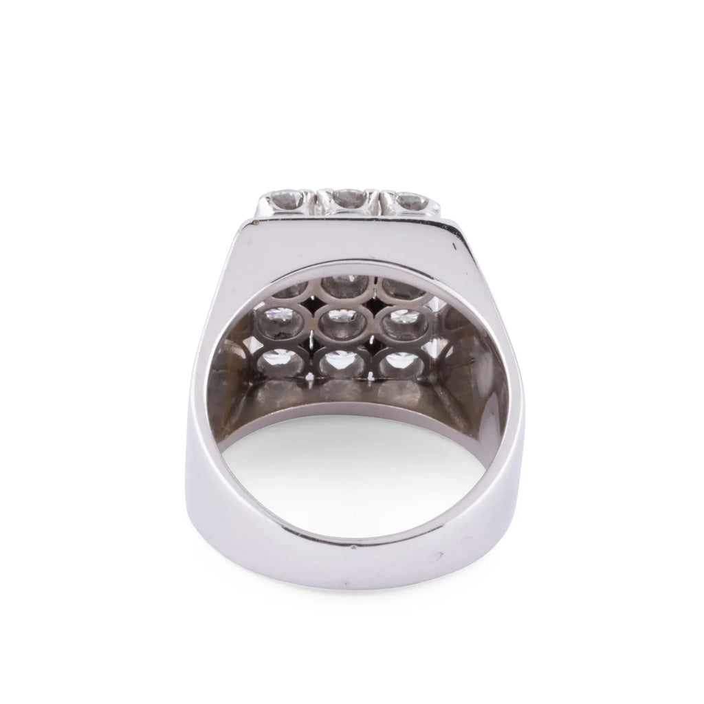 Bague chevalière en or gris et diamant