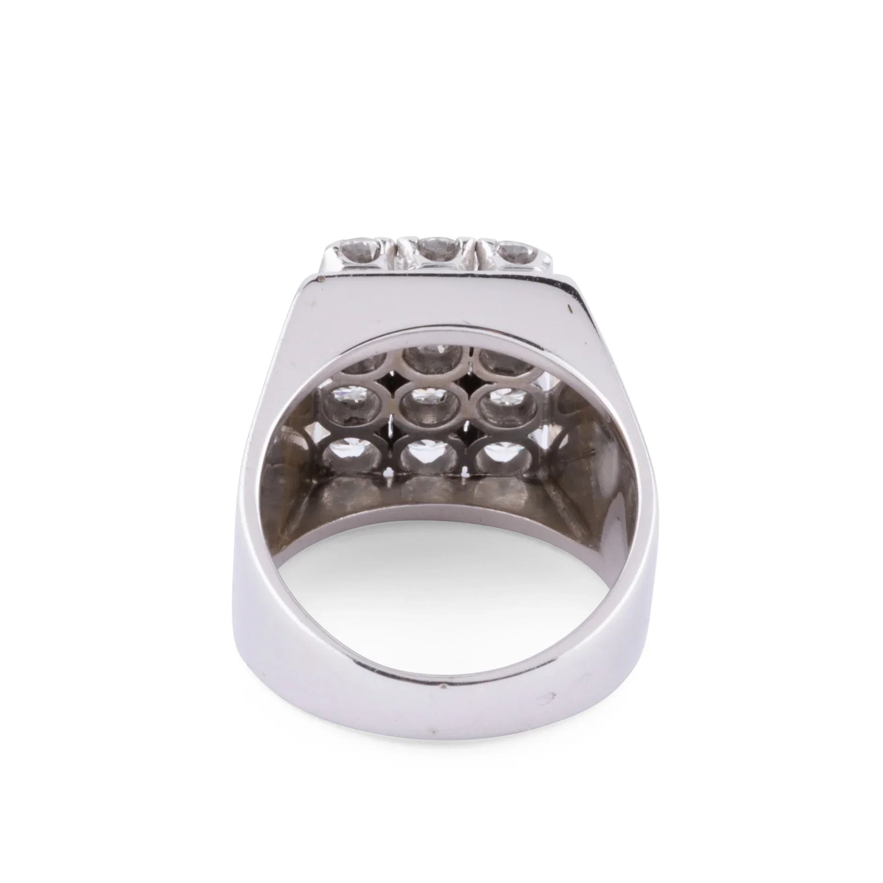 Bague chevalière en or gris et diamant