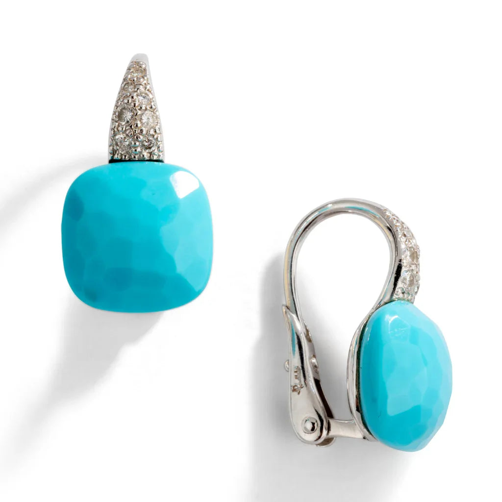 Boucles d'oreilles Pomellato modèle Capri en or gris et turquoise