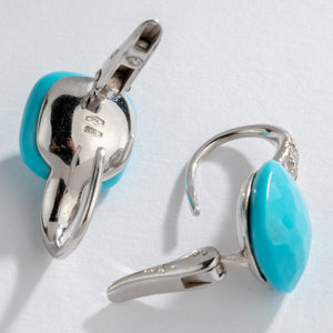 Boucles d'oreilles Pomellato modèle Capri en or gris et turquoise