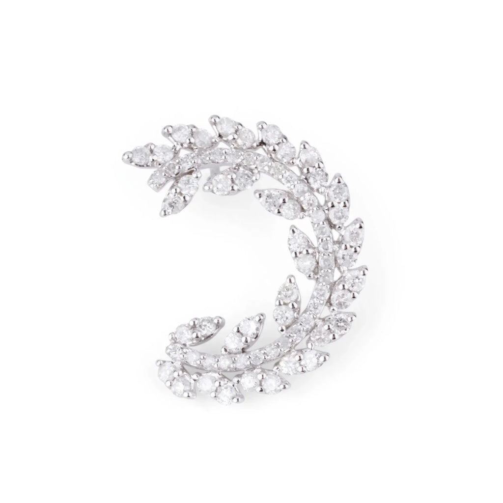 Boucles d'oreilles en or gris  demi cercle pavé de diamant