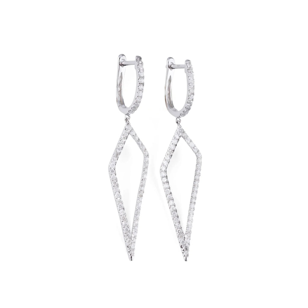 Boucles d'oreilles en gris  à formes géométriques ajourées,pavées de diamant