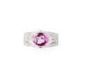 Grey gold ring with pink sapphire