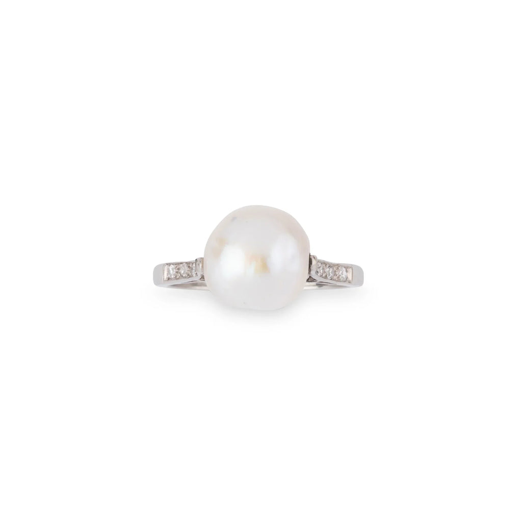 Akoya Pearl and Platinum Ring