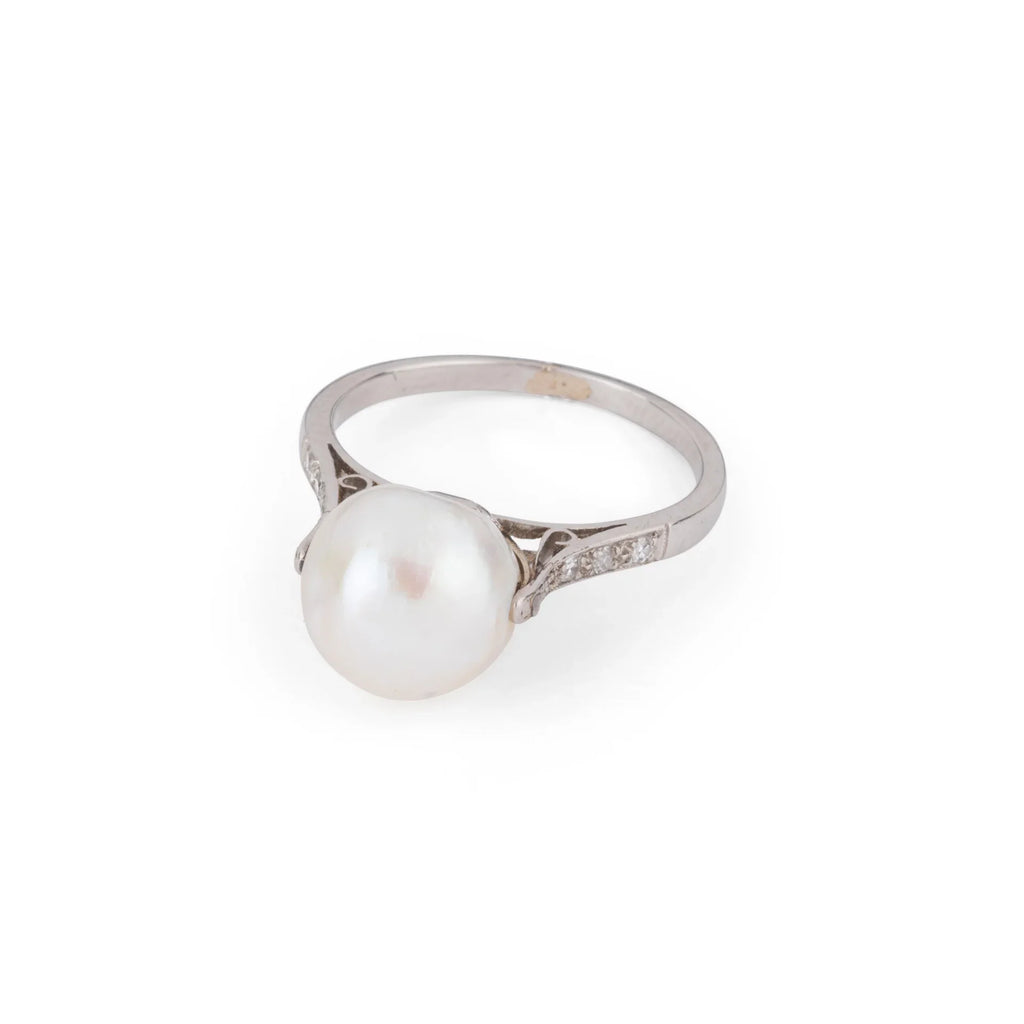 Akoya Pearl and Platinum Ring
