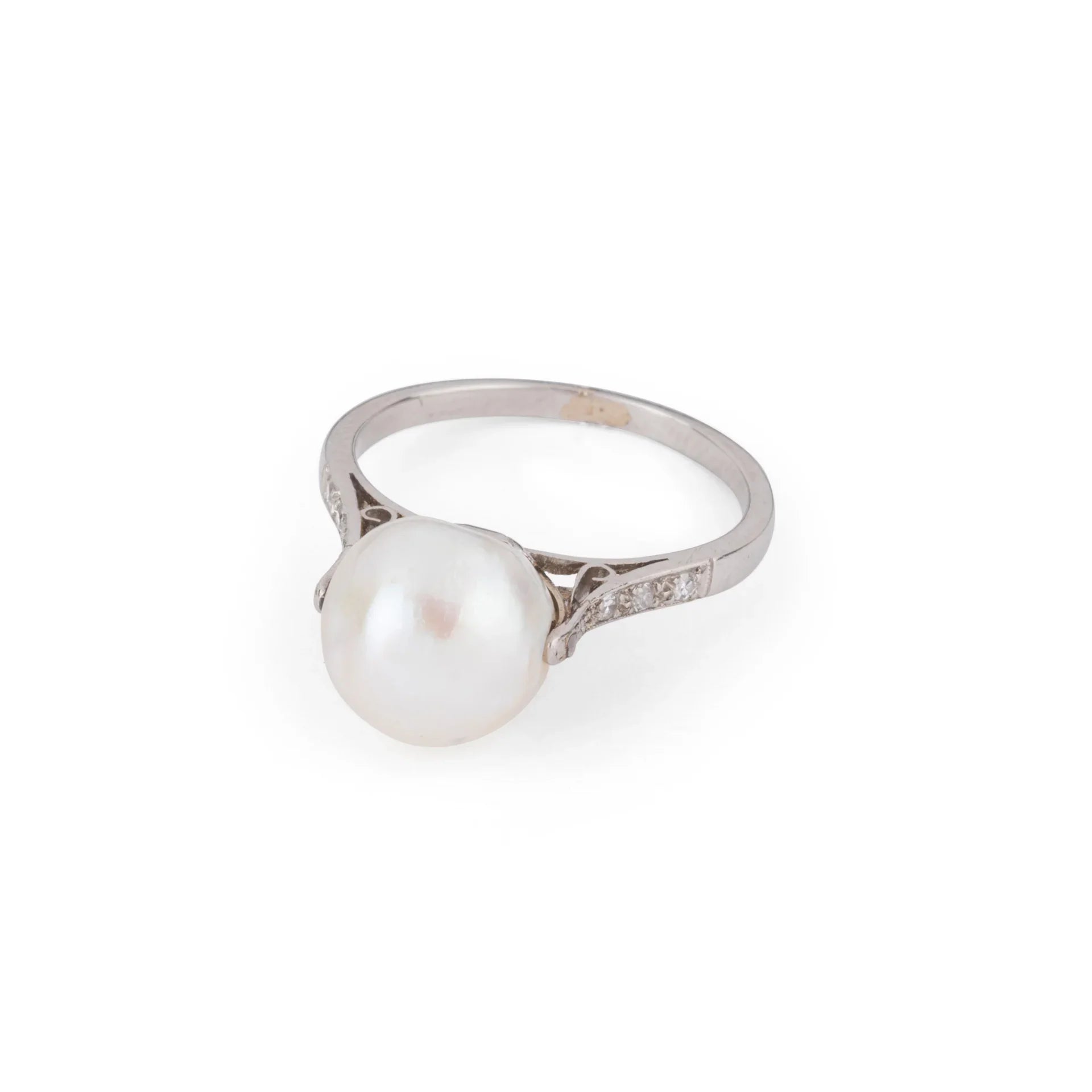 Akoya Pearl and Platinum Ring