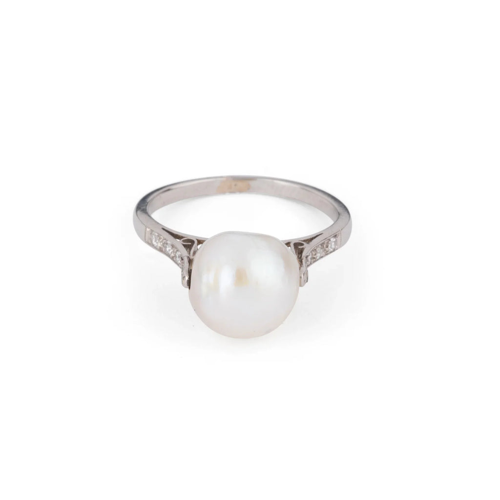 Akoya Pearl and Platinum Ring