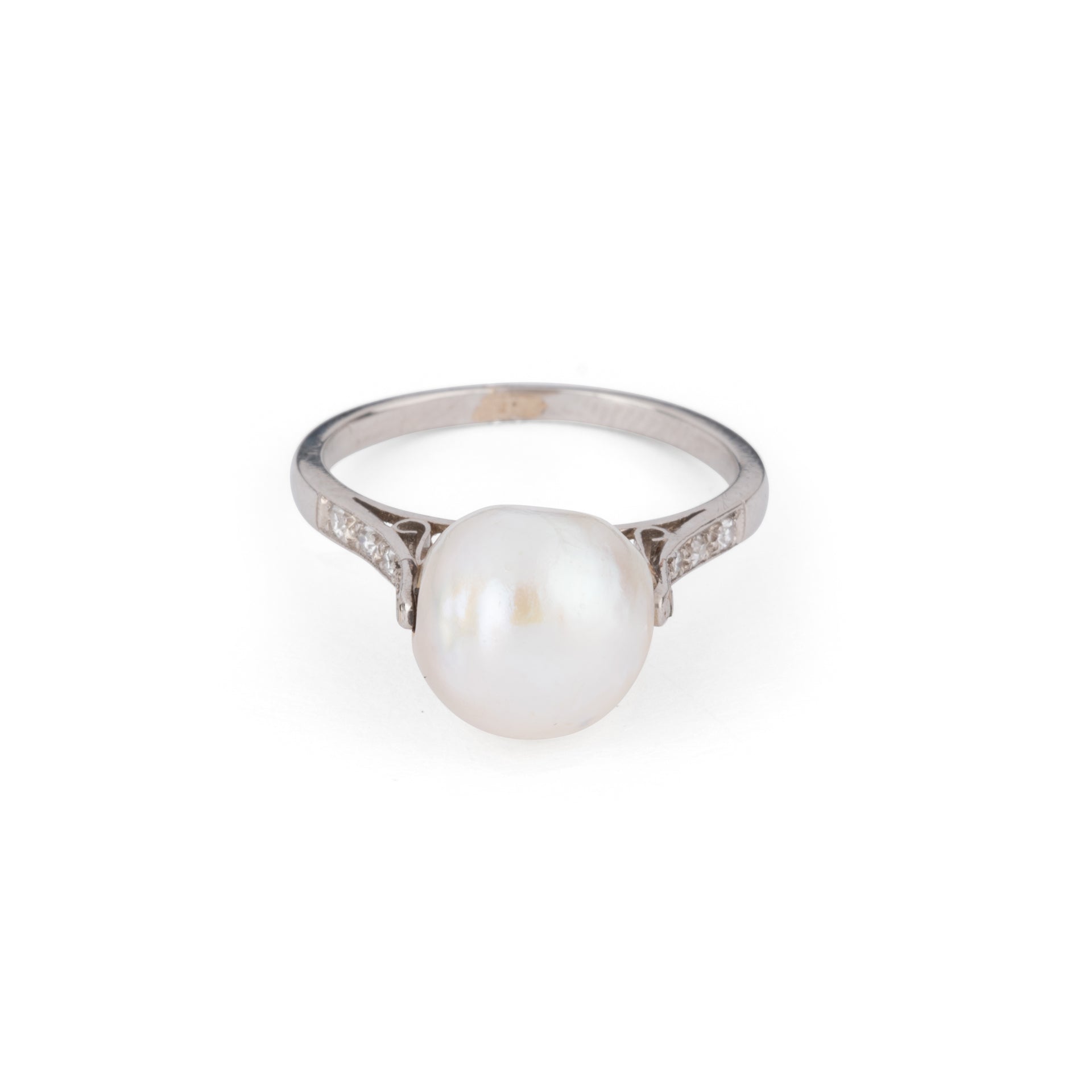 Akoya Pearl and Platinum Ring