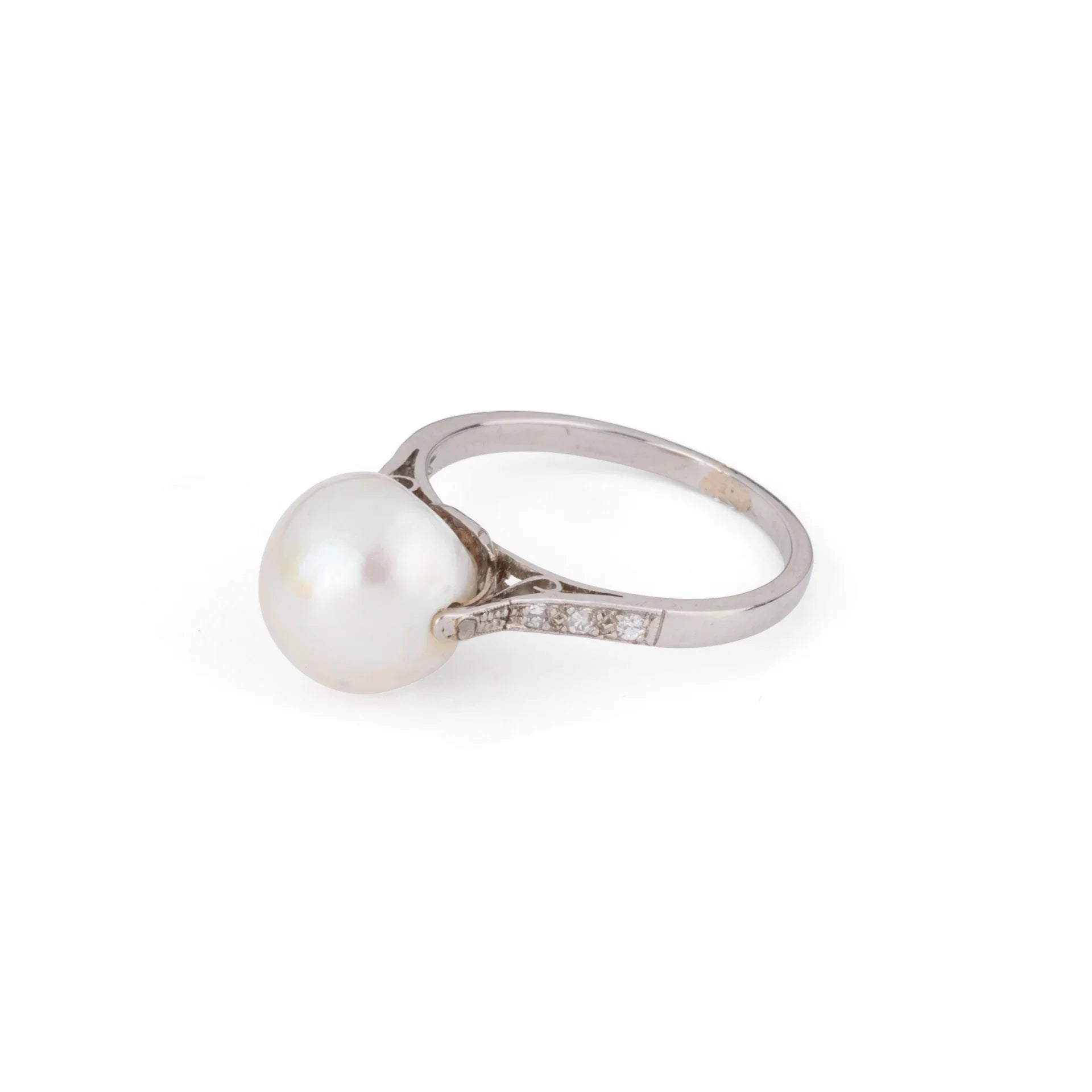 Akoya Pearl and Platinum Ring