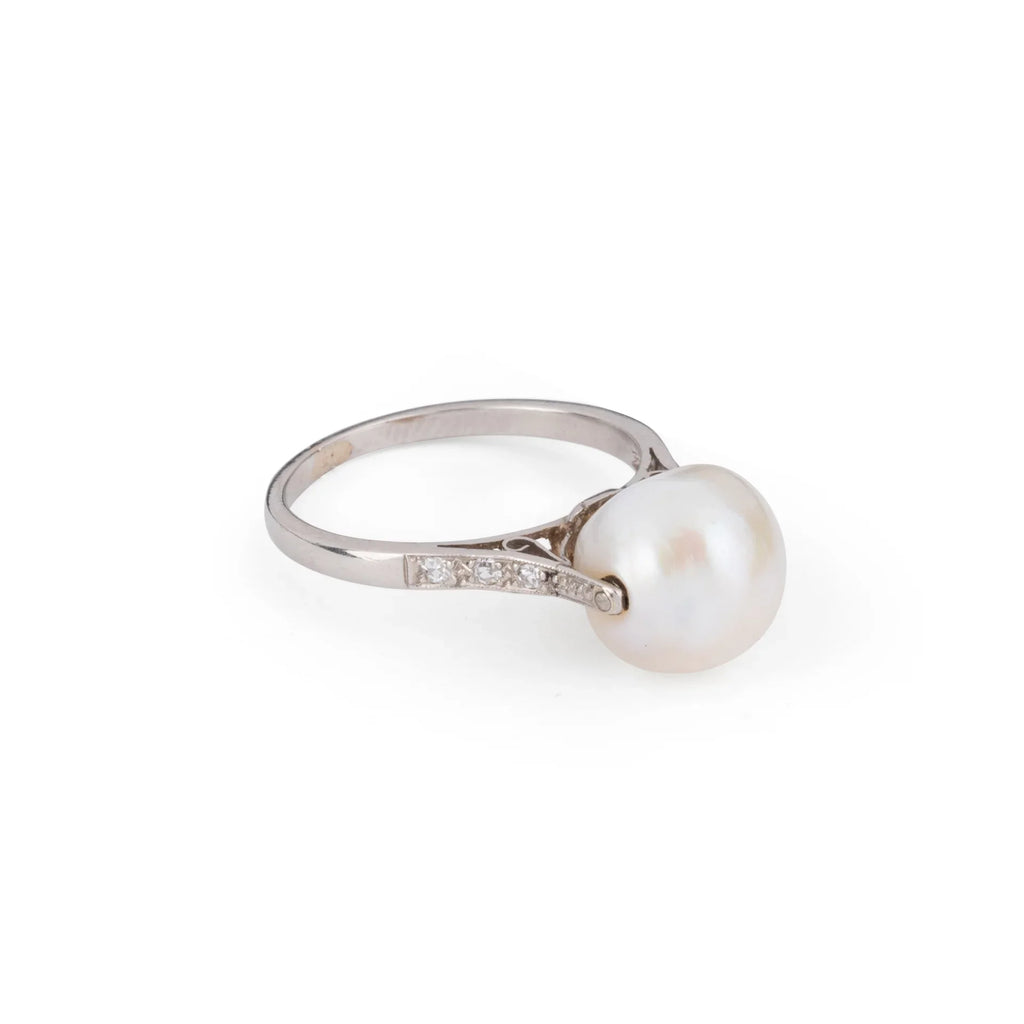 Akoya Pearl and Platinum Ring