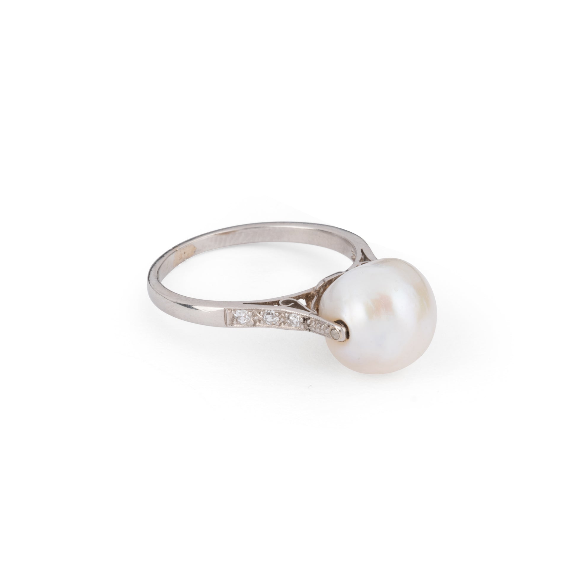 Akoya Pearl and Platinum Ring