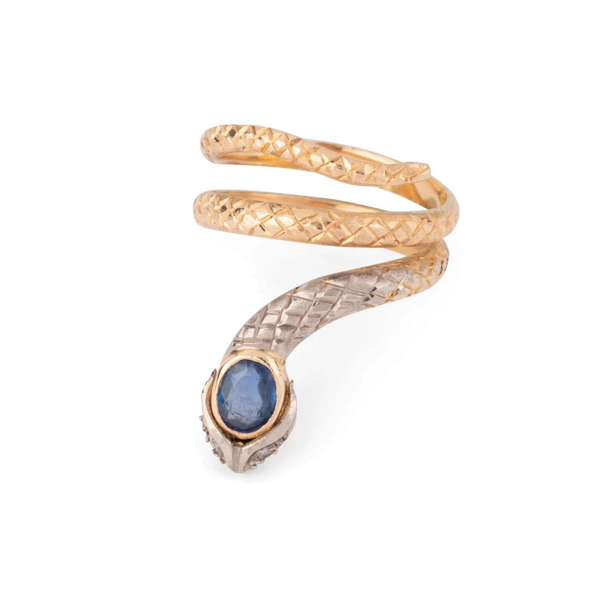 Two-tone sapphire snake ring