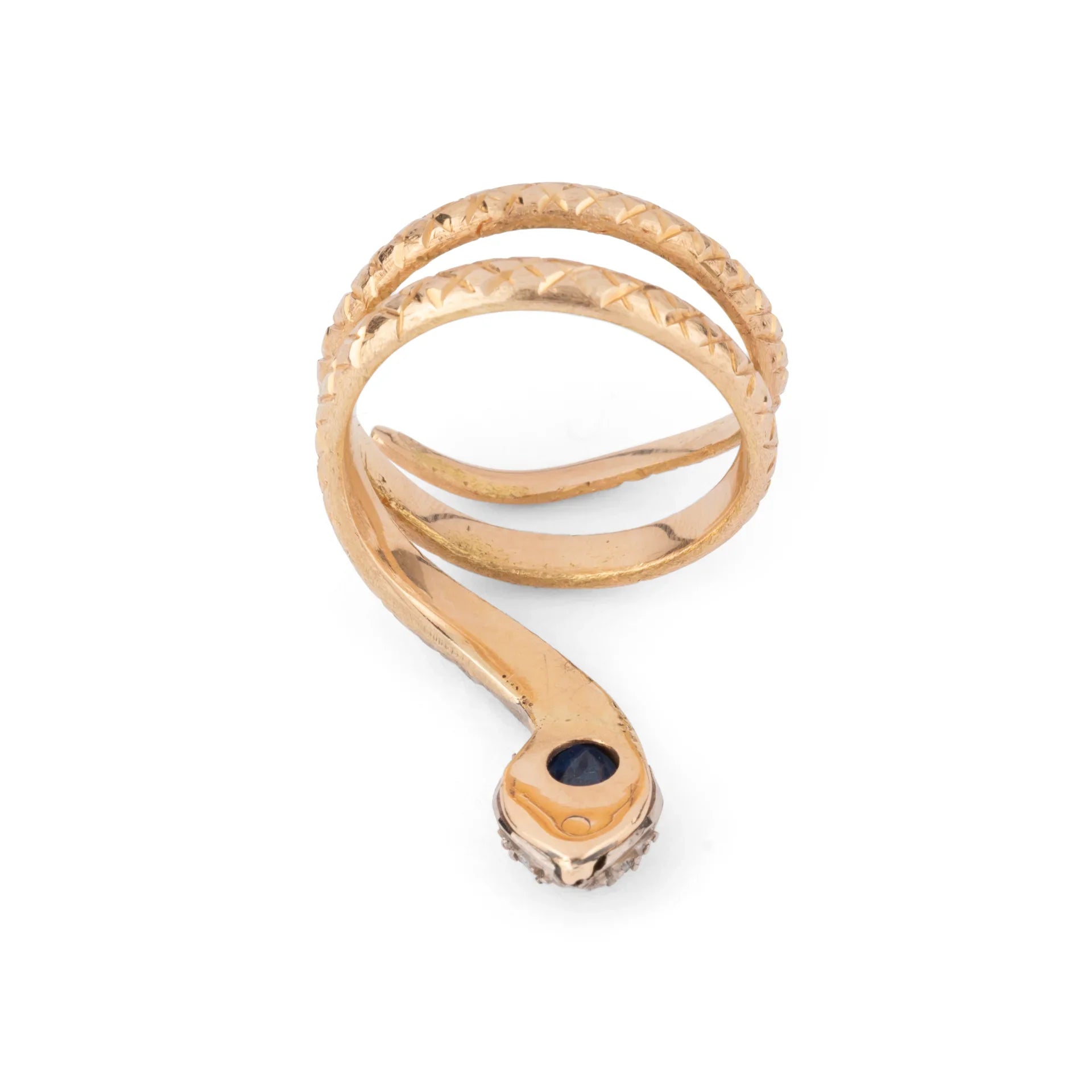 Two-tone sapphire snake ring