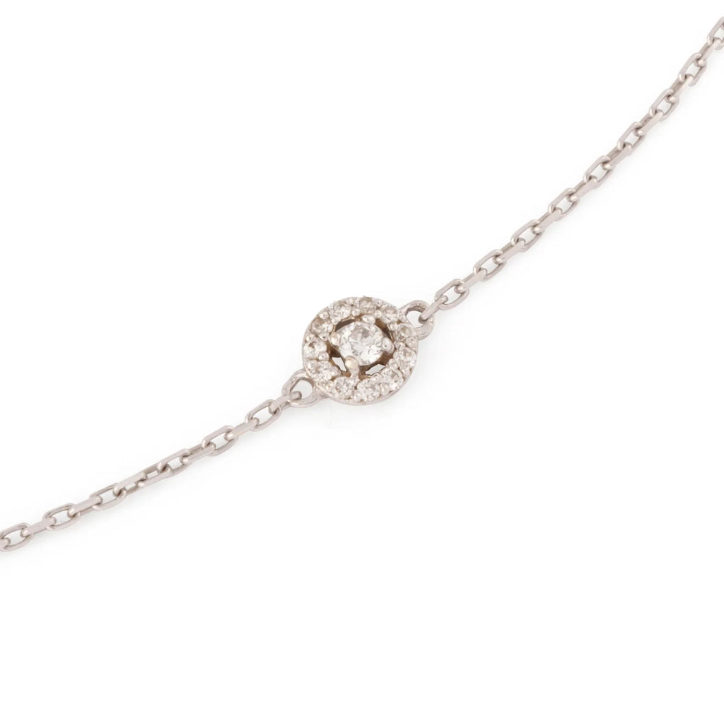 Collier en or gris ornée de 5 diamants entourés de plus petit diamant