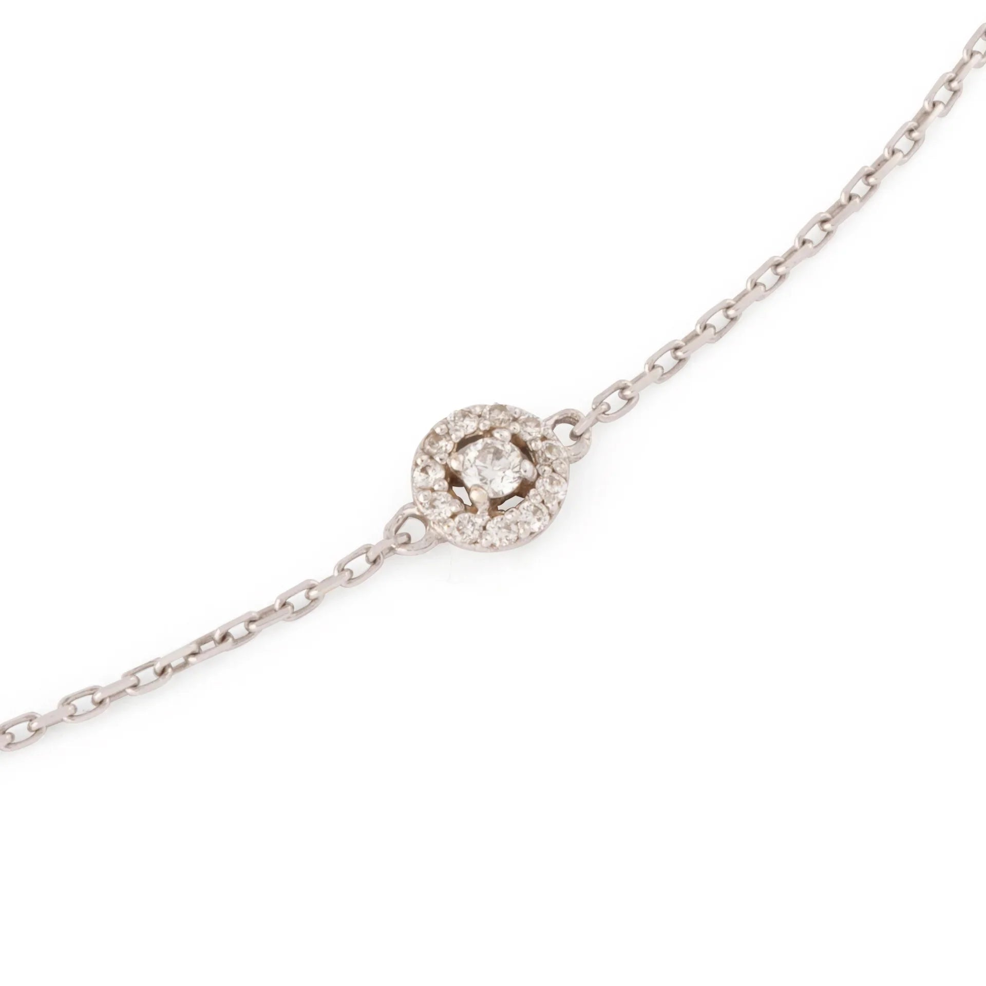 Collier en or gris ornée de 5 diamants entourés de plus petit diamant