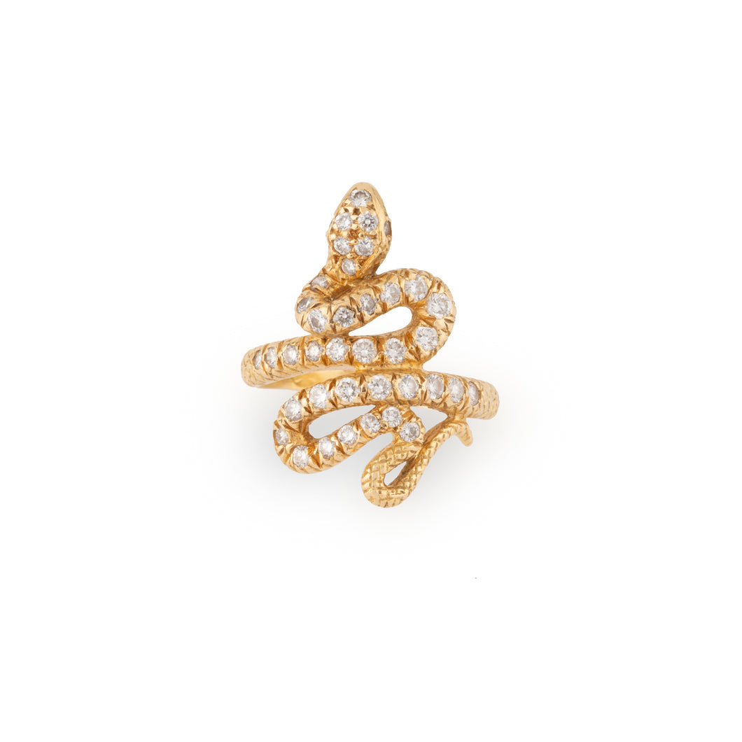 Bague serpent en diamant et or jaune