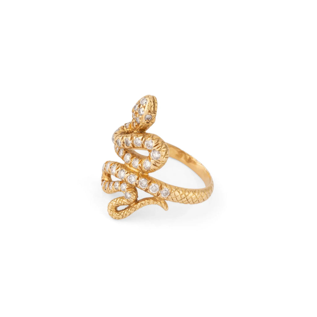 Bague serpent en diamant et or jaune