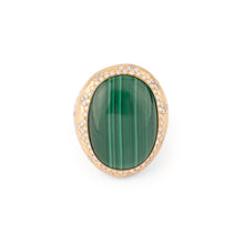 Charger l&#39;image dans la galerie, Bague or jaune brossée ornée d&#39;une malachite
