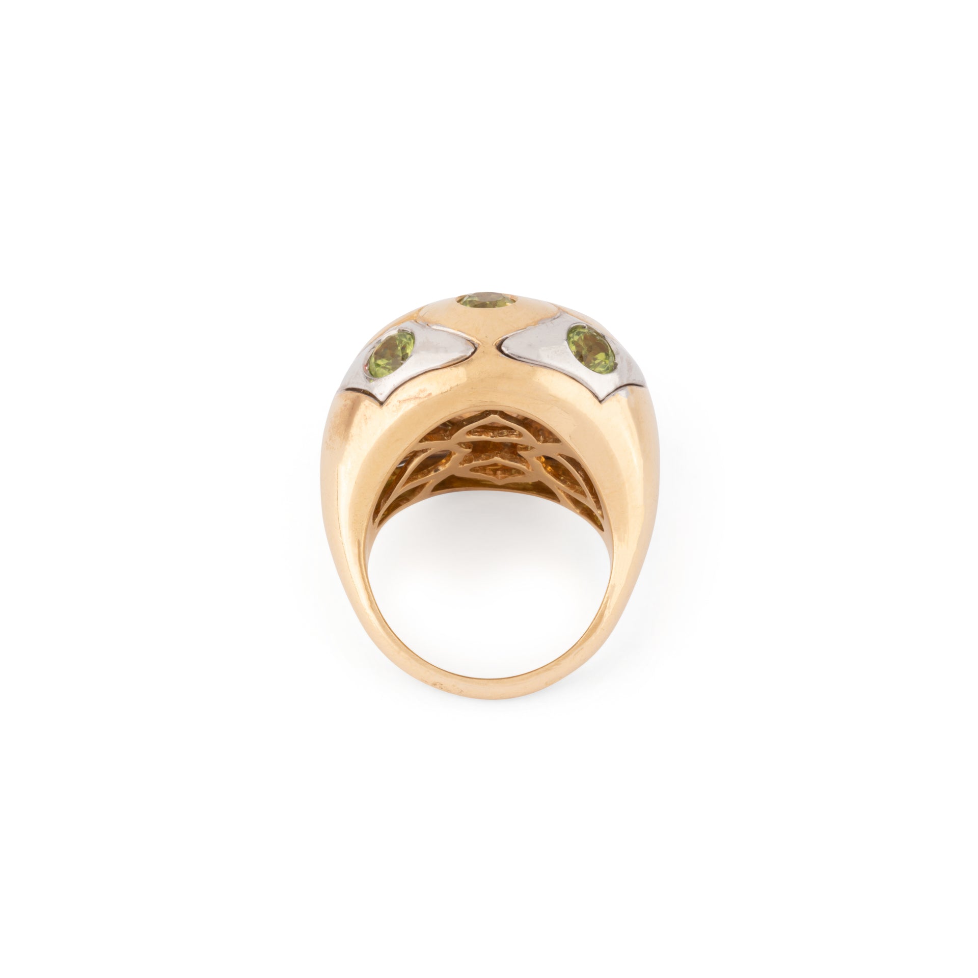Bague boule de la maison Bvlgari en péridot  en or bi-colore