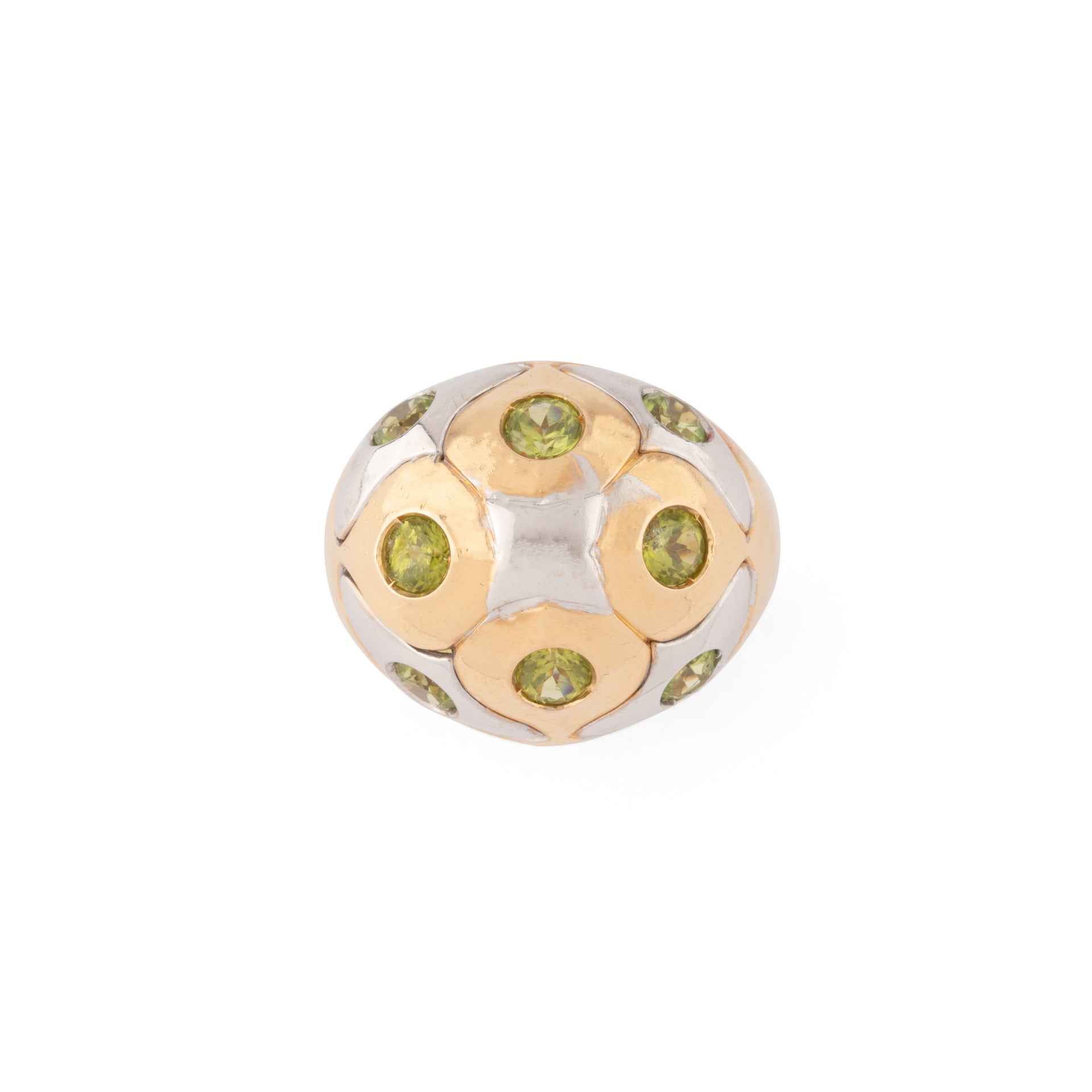 Bague boule de la maison Bvlgari en péridot  en or bi-colore