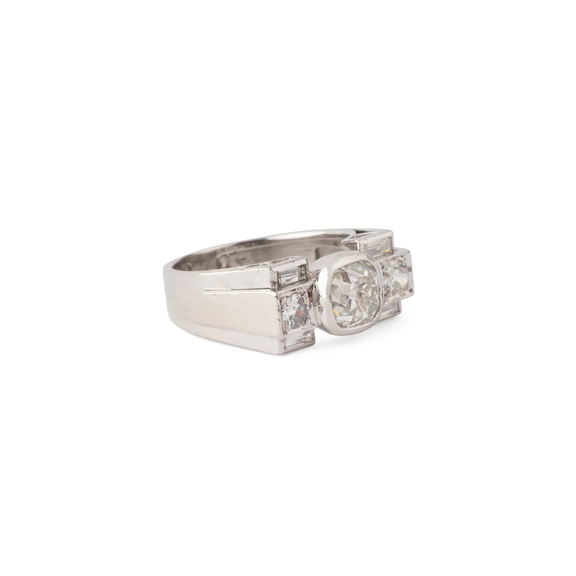 Bague platine Art déco et diamant