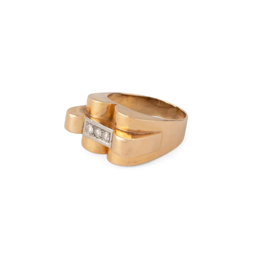 Bague Tank en or jaune et diamants