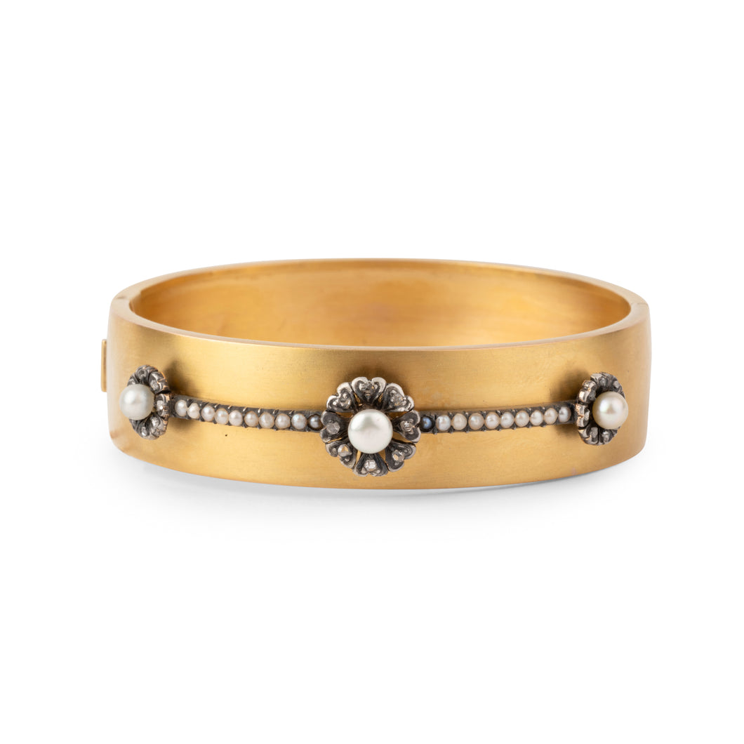 Bracelet jonc or jaune Napoleon III en perles