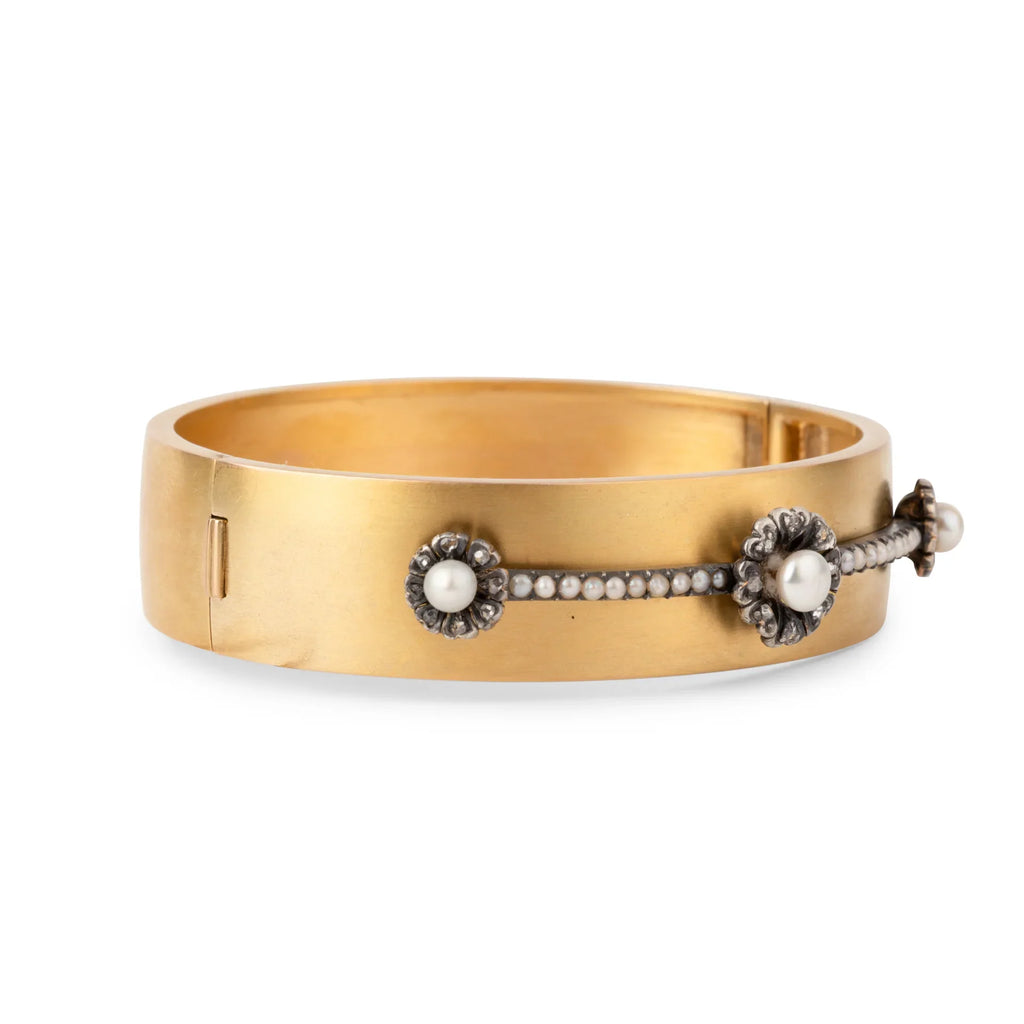 Bracelet jonc or jaune Napoleon III en perles
