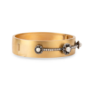 Bracelet jonc or jaune Napoleon III en perles