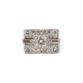 Bague rectangulaire en platine et or