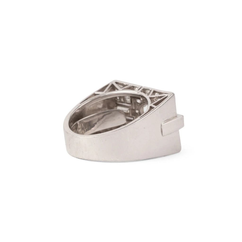 Bague rectangulaire en platine et or