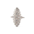 Bague marquise en or gris entièrement sertie de diamants