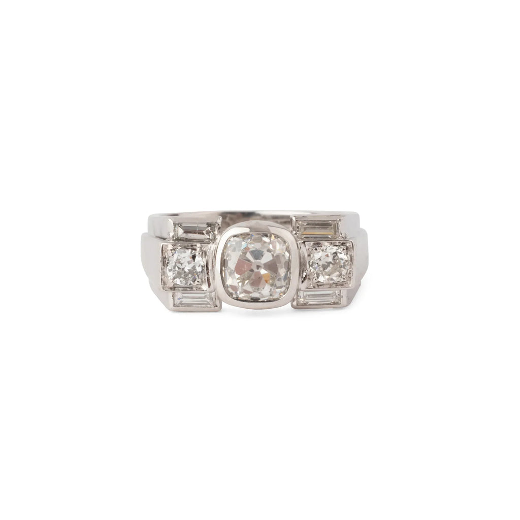 Bague platine Art déco et diamant