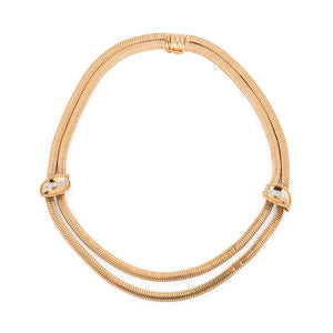 Collier or jaune double rang maillon lisse