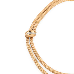Collier or jaune double rang maillon lisse