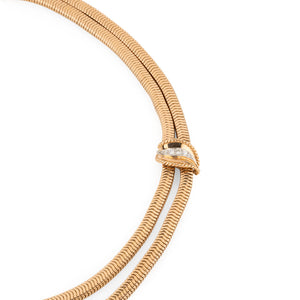Collier or jaune double rang maillon lisse