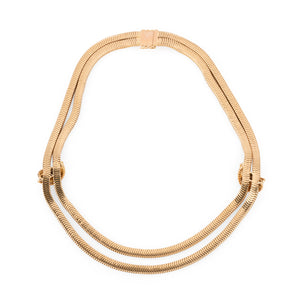 Collier or jaune double rang maillon lisse