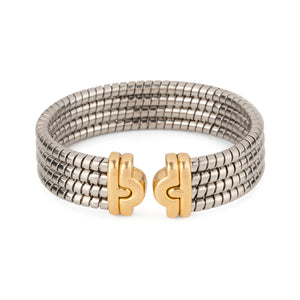 Bracelet de la Maison Bvlgari,collection Parentesi en acier et or jaune