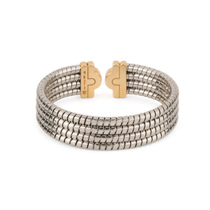 Bracelet de la Maison Bvlgari,collection Parentesi en acier et or jaune