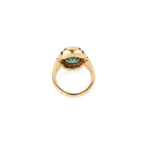 Bague en or jaune ornée d'une émeraude