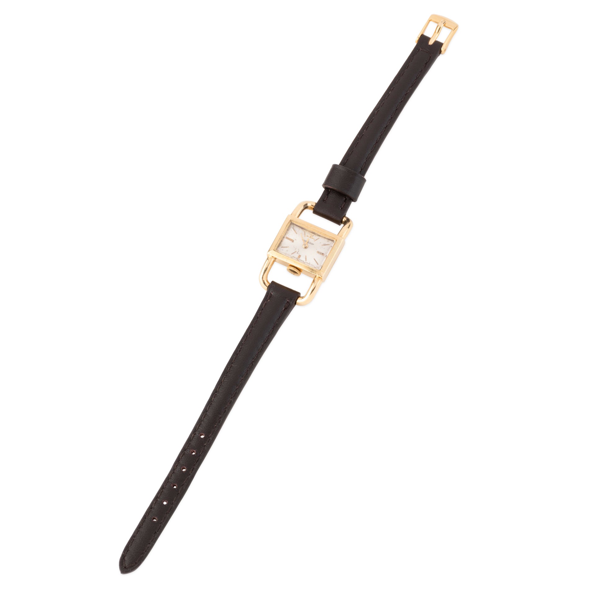 Montre Jaeger-Lecoultre "Etrier" en or et cuir