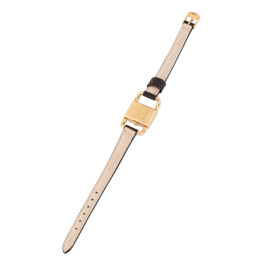 Montre Jaeger-Lecoultre "Etrier" en or et cuir