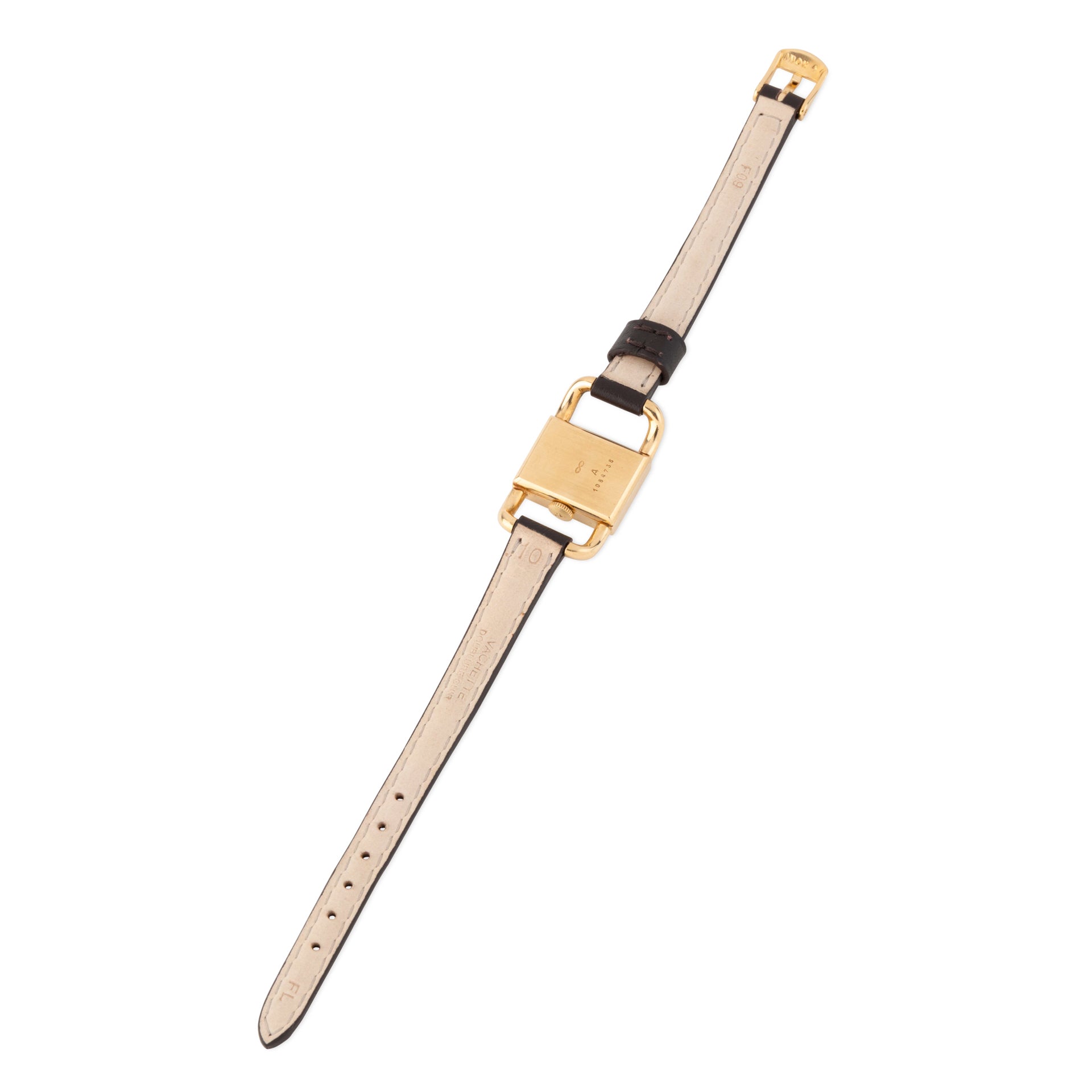 Montre Jaeger-Lecoultre "Etrier" en or et cuir