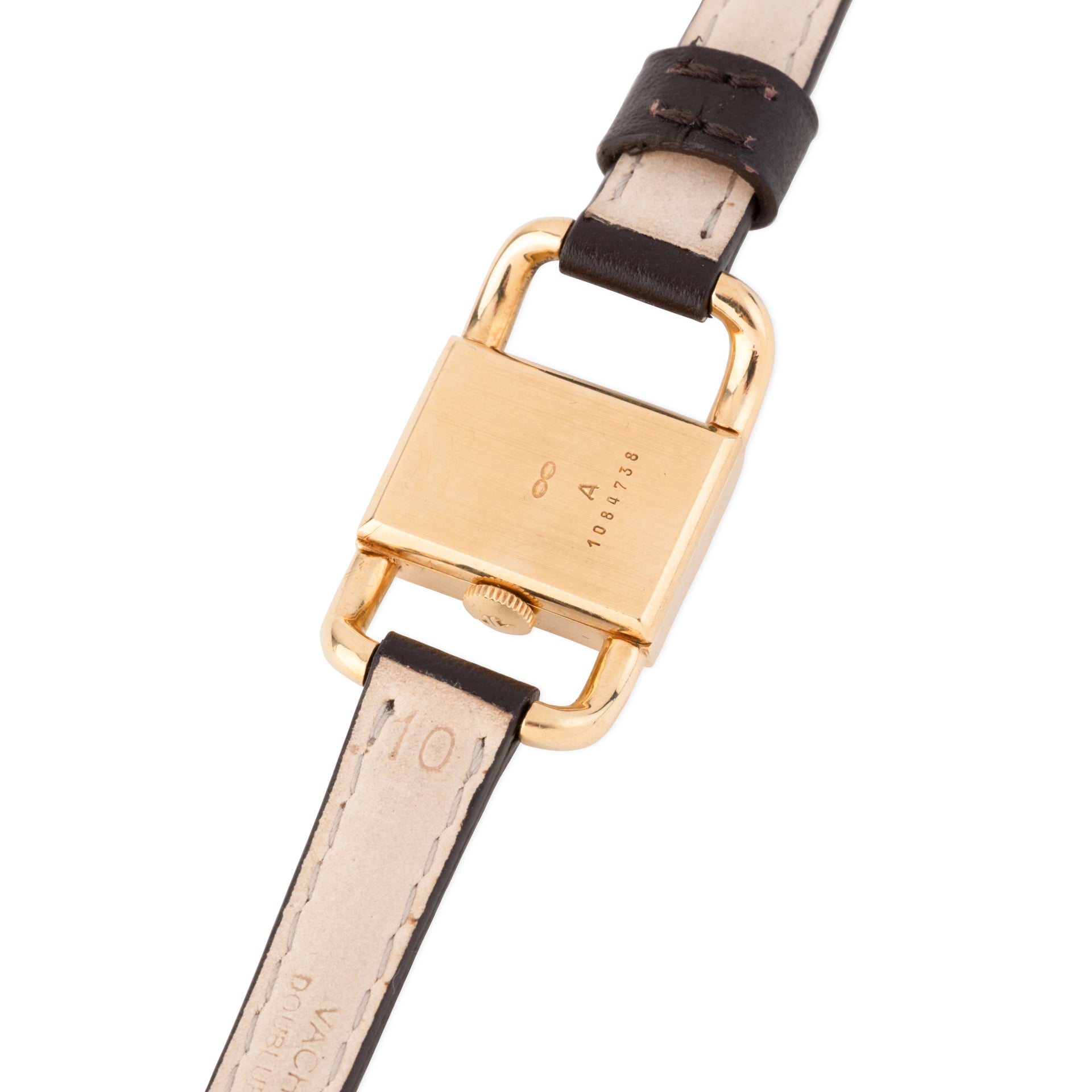 Montre Jaeger-Lecoultre "Etrier" en or et cuir